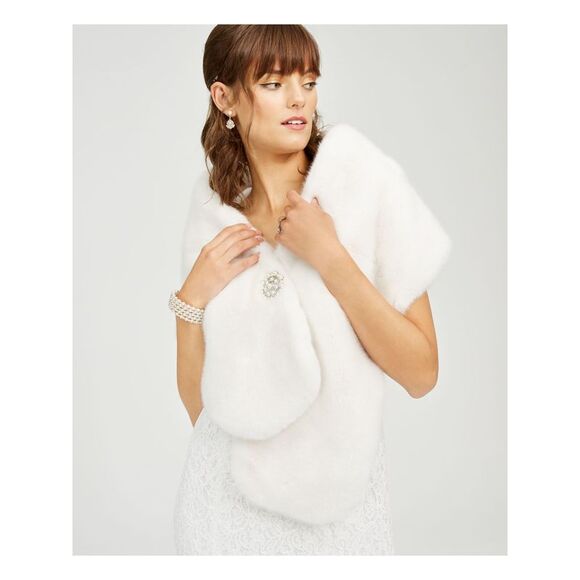 ADRIANNA PAPELL Accessories - ADRIANNA PAPELL Womens White Acrylic Embellished Shawl